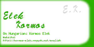 elek kormos business card